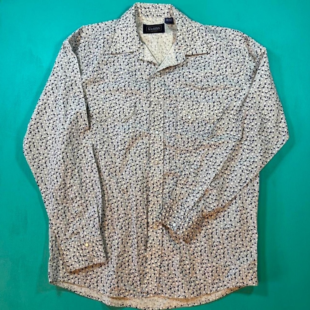 Sean John Men's White Floral Casual Button-Down Shirt